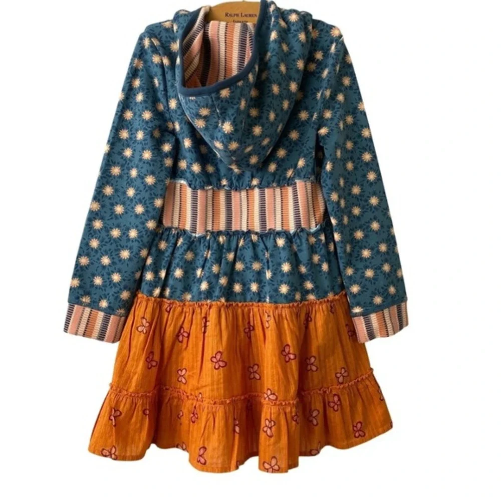 Finding Foxtale Boho Hooded Dress Girls 6 Navy‎ Daisy Whimsical Festival